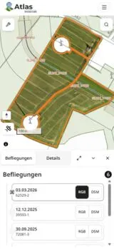 LIW Atlas auf einem Smartphone mit ausgewähltem Flurstück