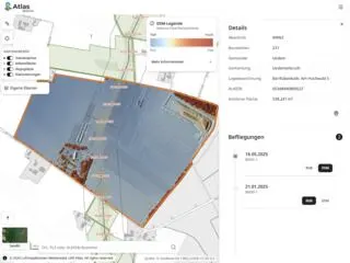 LIW Atlas auf einem Tablet mit digitalem Oberflächenmodell und Datensatzauswahl